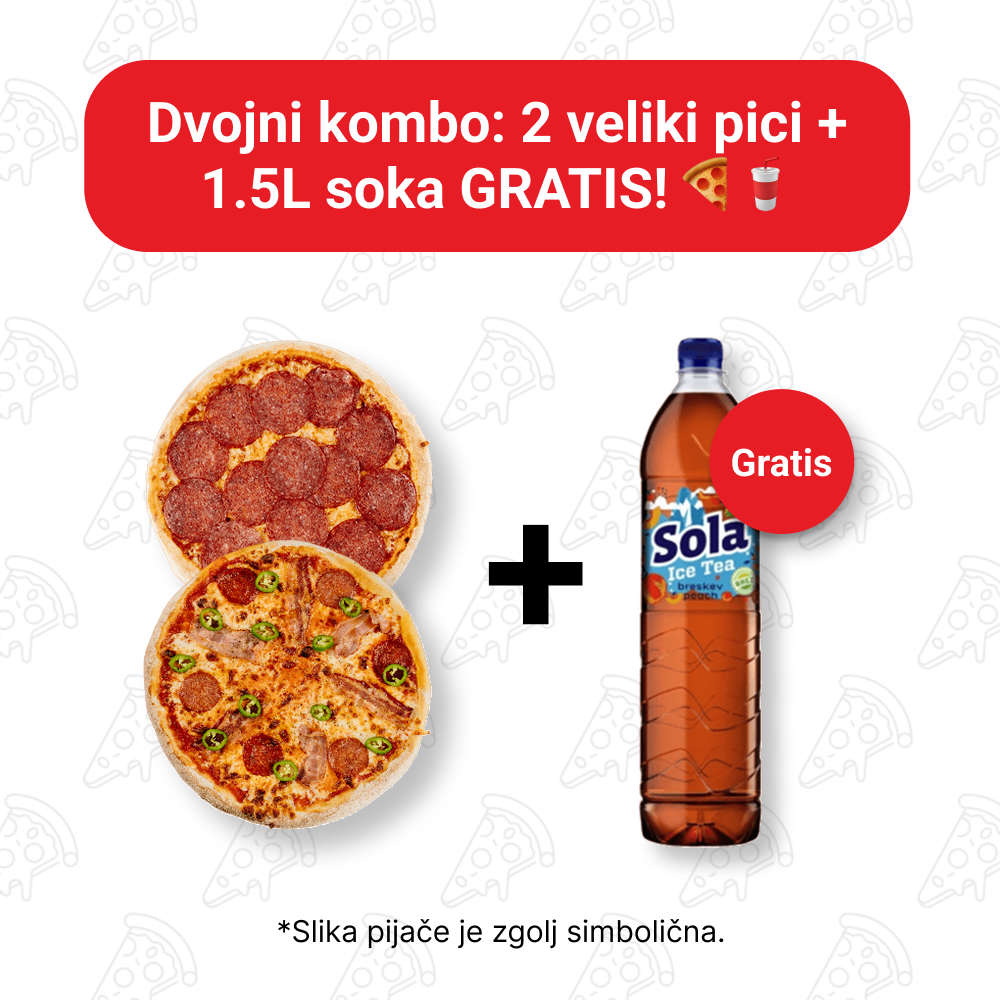 2 veliki pizzi plus 1.5L soka