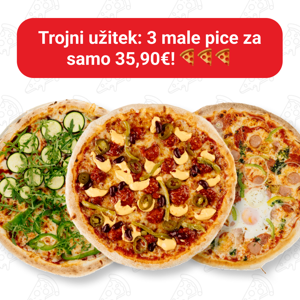 3 male pizze samo 35,90 evrov
